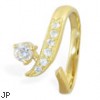 14K Gold Jeweled Toe Ring With Round CZ