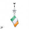 Belly ring with dangling Irish flag