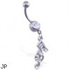 Belly ring with dangling music notes