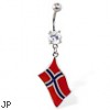 Belly ring with dangling Norwegian flag