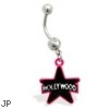 Belly Ring with dangling Pink and Black Hollywood Star