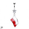 Belly Ring with Dangling Polish Flag