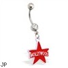 Belly Ring with dangling Red and White Hollywood Star