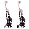 Belly ring with dangling stripper and pole