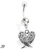 Belly Ring with Jeweled Wings