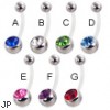 Bioplast jeweled belly button ring with steel balls