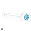 Bioplast Nose Bone with Aquamarine  Gem, 20 GA