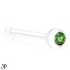 Bioplast Nose Bone with Peridot Gem, 20 GA