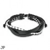 Black & White Leather Bracelet With 3 Entangled Layer