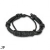 Black Leather Bracelet With Long Shocker Tie Knots