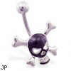 Black skull belly ring with crossbones