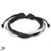 Brown Leather Bracelet With 5 Entangled Black And White Strips