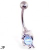 Dolphin belly ring with cabochon gem