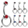 Double jeweled door knocker belly ring