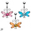 Fancy Frosted Butterfly Belly Ring