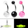 Glowstick belly ring with UV balls