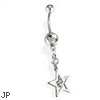 Hollow Star Belly Ring, clear