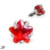 Internally Threaded Star Dermal Top, 14GA, 3mm, Red