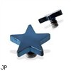 Internally Threaded Titanium Star Dermal Top, 14GA, 4mm, Blue