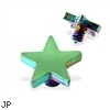 Internally Threaded Titanium Star Dermal Top, 14GA, 4mm, Green