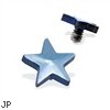 Internally Threaded Titanium Star Dermal Top, 14GA, 4mm, Light Blue