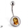 Jesus logo belly ring