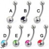 Jeweled belly button ring, 16 ga