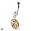 Jeweled belly button ring with rose and circle