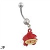 Jeweled belly ring with dangling "COWGIRL" and hat