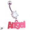 Jeweled Belly Ring with Dangling Red "Angel"