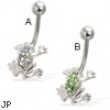 Jeweled frog belly button ring