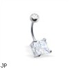 Jeweled navel ring with square CZ