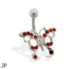 Jeweled Red Butterfly Belly Ring