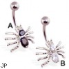 Jeweled spider navel ring