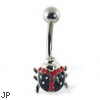 Lady bug belly button ring