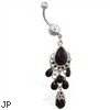 Large black stone chandelier belly ring