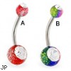 Multi-color glitter navel ring