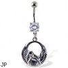 Navel Ring with Dangling Angel Holding Gem