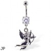 Navel ring with dangling cupid