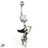 Navel ring with dangling grim reaper