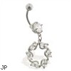 Navel ring with dangling jeweled circle star