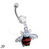 Navel ring with dangling ladybug