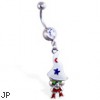 Navel ring with dangling magical gnome