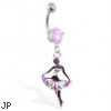 Navel ring with dangling multi-color ballerina