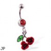 Navel ring with dangling rose cherries