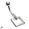 Navel ring with dangling square