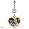 Navel Ring with Dangling Yellow Heart with Angel