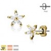 Pair Of 5 Marquise CZ Petal Flower 316L Surgical Steel Post Earring Studs