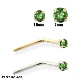 14K Gold Dark Green Diamond Nose Pin, gold body piercing, diamond gold nose stud nose ring, 14k gold belly button rings, glow in the dark belly button rings, dark ring nipple aureola