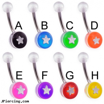 Acrylic Star Navel Ring, acrylic labrets, acrylic eyebrow rings, acrylic nose studs, starter belly button rings, star belly button rings